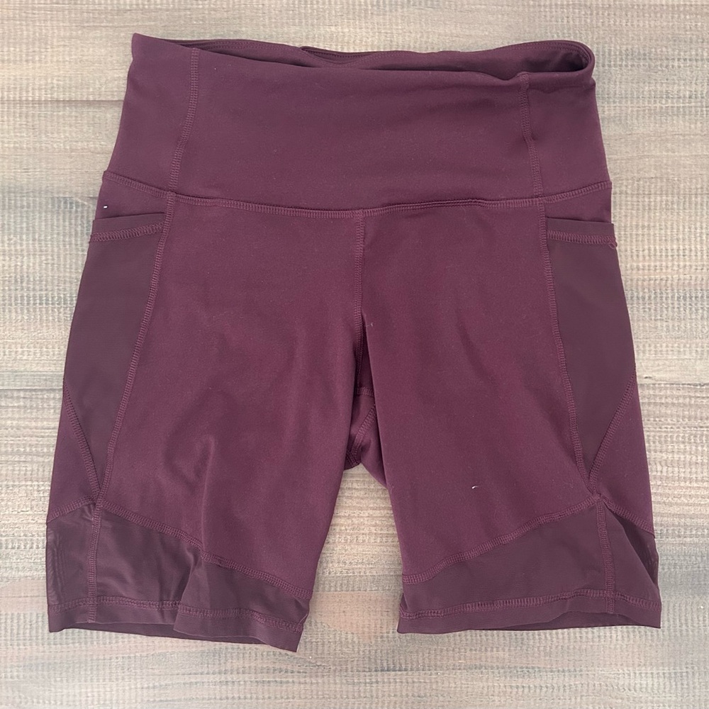 Burgundy High-Waisted Athletic biker Shorts